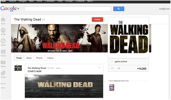 Google Plus Walking Dead Screenshot